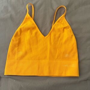 Orange deep v crop tank top